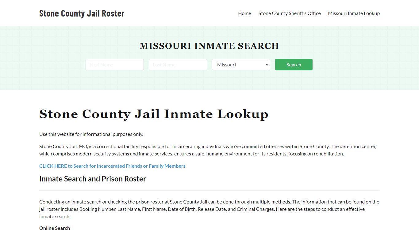 Stone County Jail Roster Lookup, MO, Inmate Search