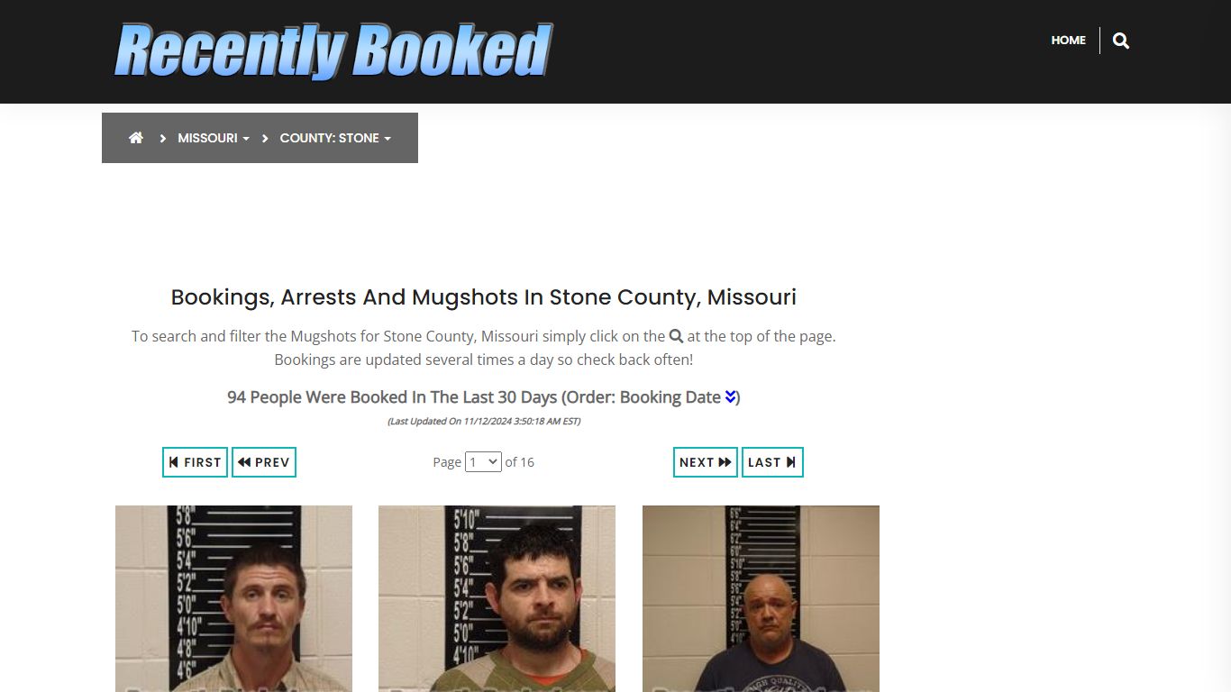 Bookings, Arrests and Mugshots in Stone County, Missouri - Recently Booked